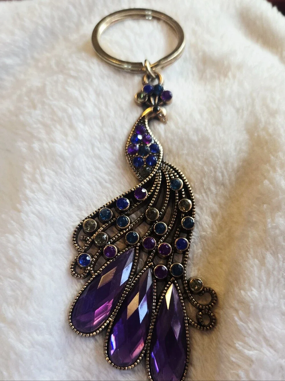 Purple Peacock Crystal Keychain Pendant - Women Accessories